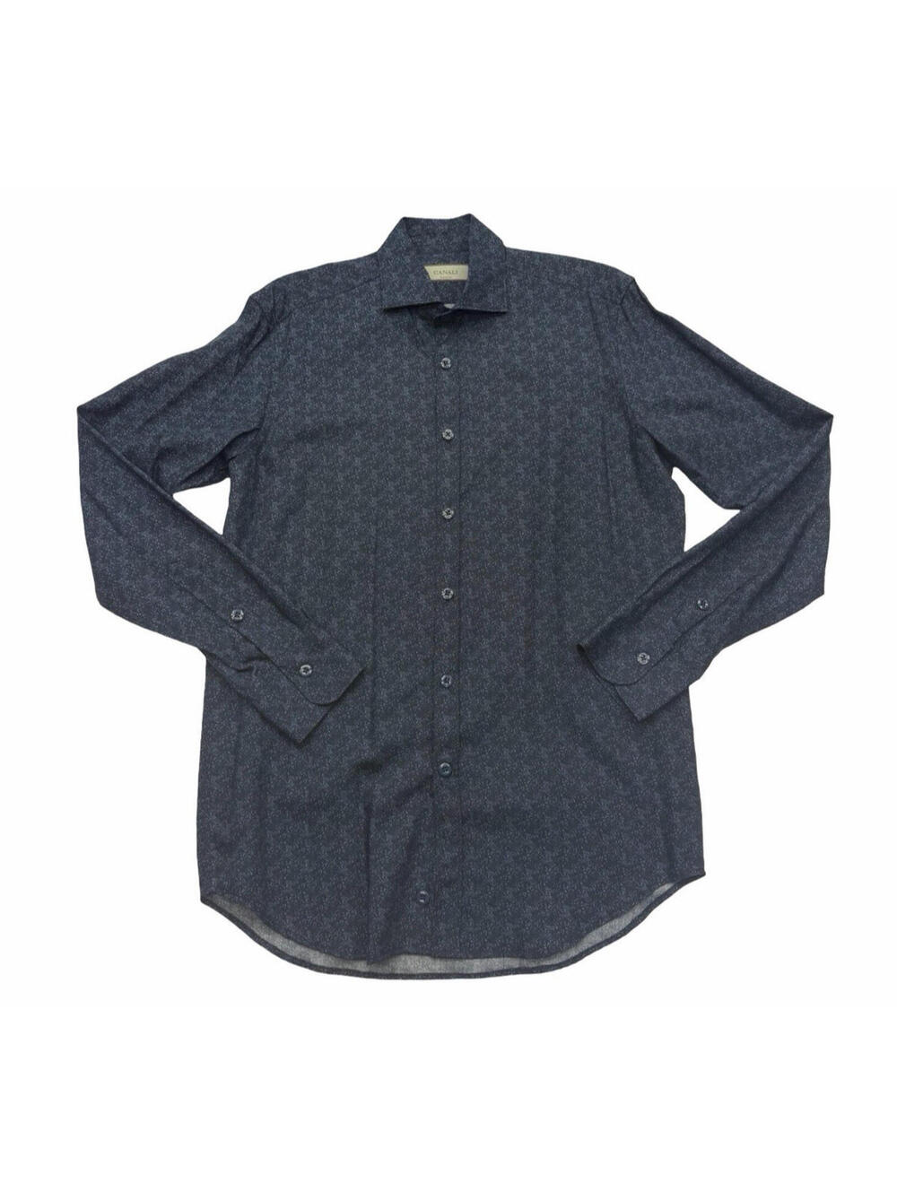 Canali Casual Long Sleeve Button Up Shirt Geometric Speckle Blue Size M
